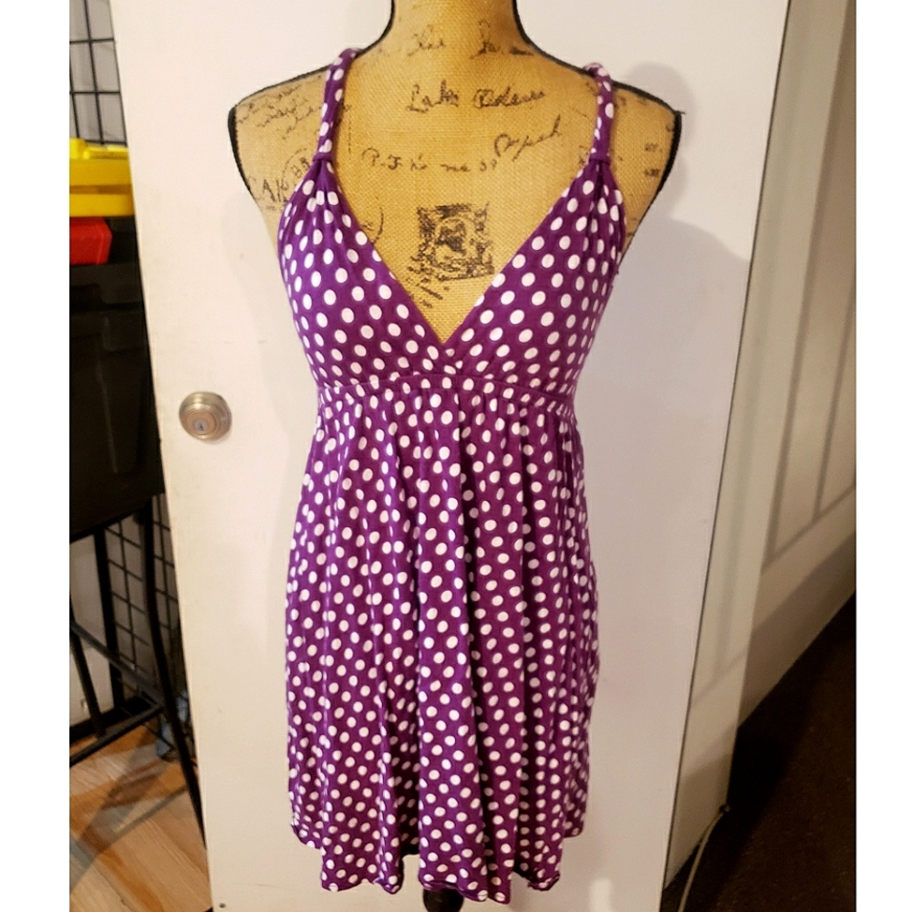 Purple Polka Dot Dress/Swimsuit Cover sz Medium